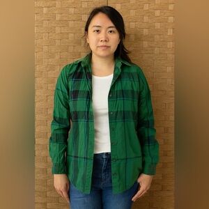 Burberry Brit Women’s Green Plaid Button-up Size Small GUC
